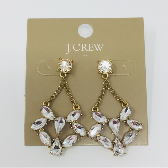 J. Crew Factory Faux Diamond Dangle Earrings - Picture 2 of 8